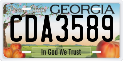 GA license plate CDA3589