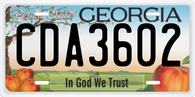 GA license plate CDA3602