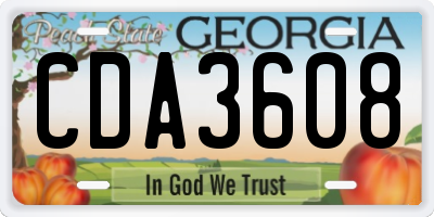 GA license plate CDA3608
