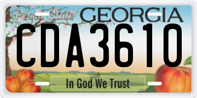 GA license plate CDA3610