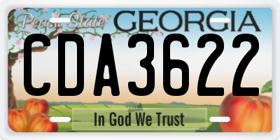 GA license plate CDA3622