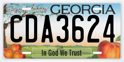 GA license plate CDA3624