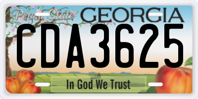 GA license plate CDA3625