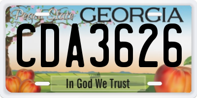 GA license plate CDA3626