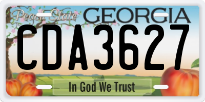 GA license plate CDA3627