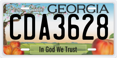 GA license plate CDA3628