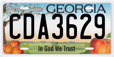 GA license plate CDA3629