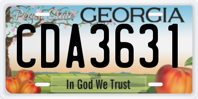 GA license plate CDA3631