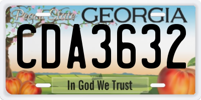 GA license plate CDA3632