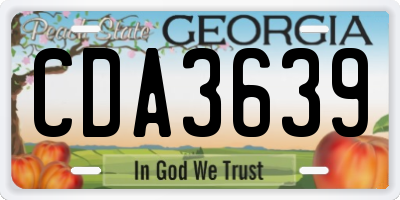 GA license plate CDA3639