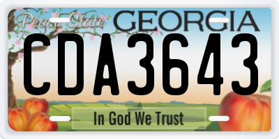 GA license plate CDA3643