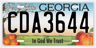 GA license plate CDA3644