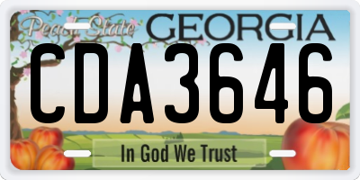 GA license plate CDA3646