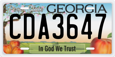 GA license plate CDA3647