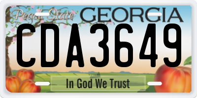 GA license plate CDA3649