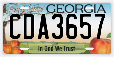 GA license plate CDA3657