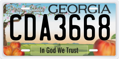 GA license plate CDA3668