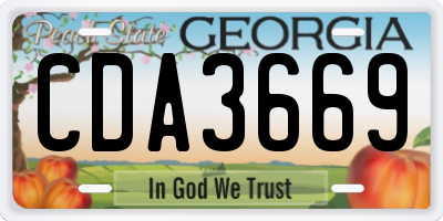 GA license plate CDA3669