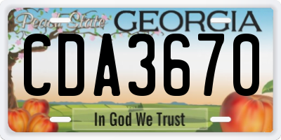 GA license plate CDA3670