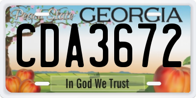 GA license plate CDA3672