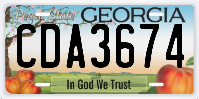 GA license plate CDA3674