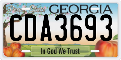 GA license plate CDA3693