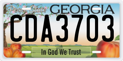 GA license plate CDA3703