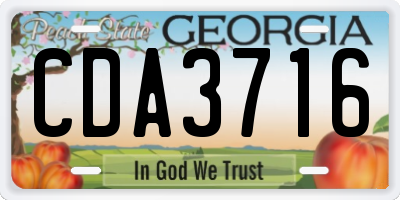 GA license plate CDA3716