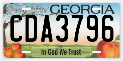 GA license plate CDA3796