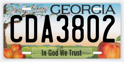 GA license plate CDA3802