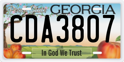 GA license plate CDA3807