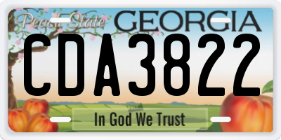GA license plate CDA3822