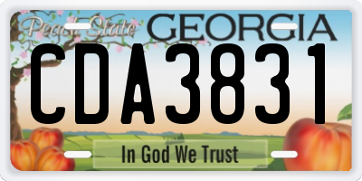 GA license plate CDA3831