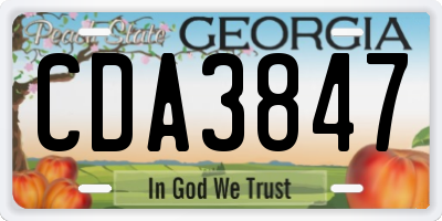 GA license plate CDA3847