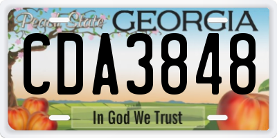 GA license plate CDA3848