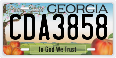 GA license plate CDA3858