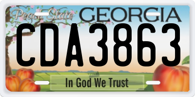 GA license plate CDA3863