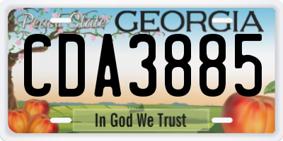 GA license plate CDA3885