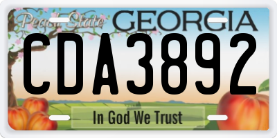 GA license plate CDA3892