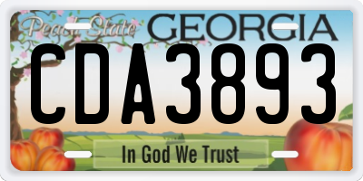 GA license plate CDA3893