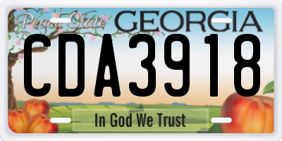 GA license plate CDA3918