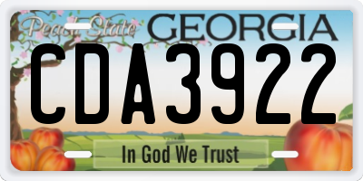GA license plate CDA3922