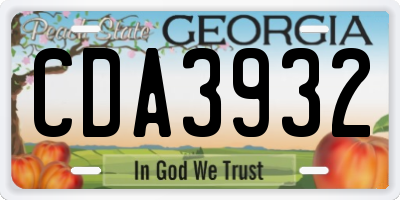GA license plate CDA3932