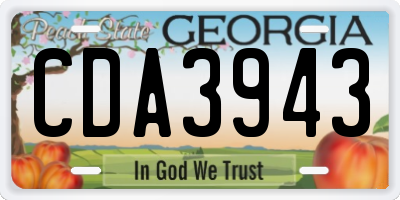 GA license plate CDA3943