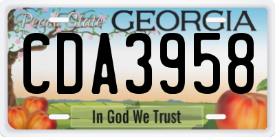 GA license plate CDA3958