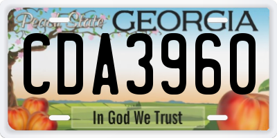 GA license plate CDA3960