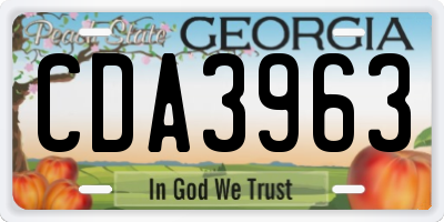 GA license plate CDA3963