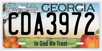 GA license plate CDA3972