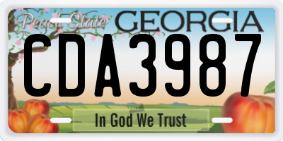 GA license plate CDA3987