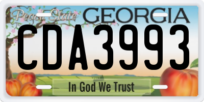 GA license plate CDA3993